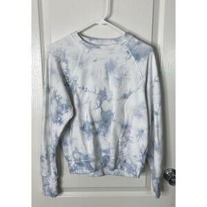 Spiritual Gangster Sweatshirt Womens S Blue White Tie Dye Long Sleeve Crewneck